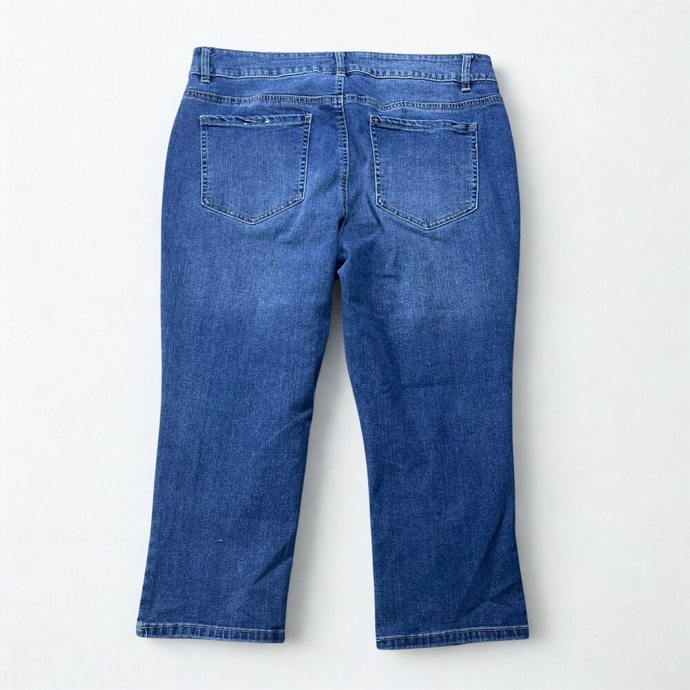 d.jeans Women Jeans 14 Straight Cropped Stretch Blue Denim Front Flap Pockets - Picture 2 of 7